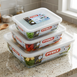 Pyrex Glass Food Storage Container Set 3 Pcs